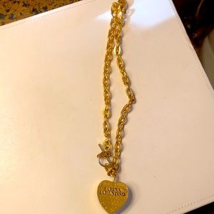 Tarina Tarantino gold chain link necklace with heart pendant with crystal